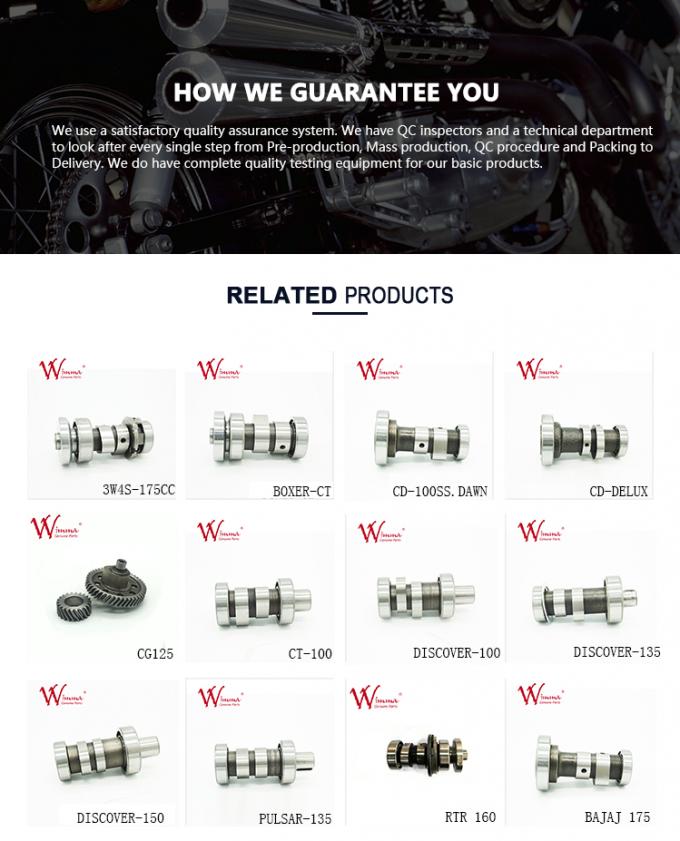 Árbol de levas de acero CT-100 de las piezas del motor de la motocicleta de los proveedores de China